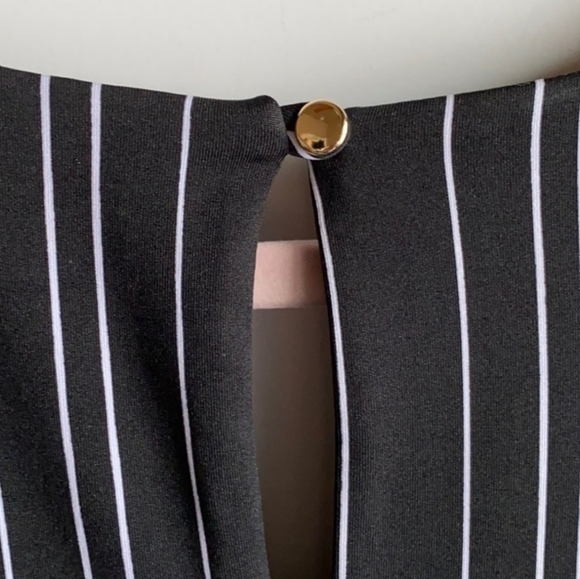 Lane Bryant Black White Striped Deep V-Neck Dress Size 14 - Picture 5 of 5